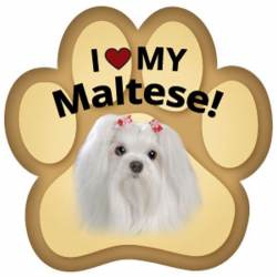 I Love My Maltese - Paw Magnet