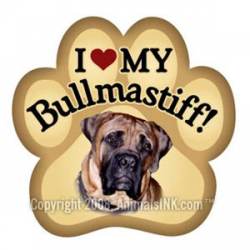I Love My Bullmastiff - Paw Magnet