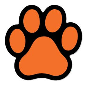 Orange On Black - Mini Paw Magnet at Sticker Shoppe