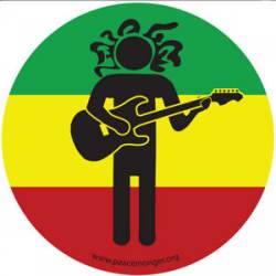 Rasta Man Guitar - Round Sticker