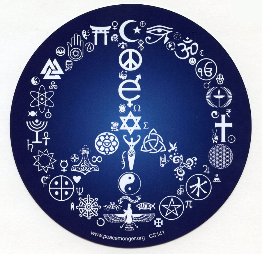 Coexist Peace Symbol Interfaith - Round Sticker At Sticker Shoppe