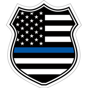 Thin Blue Line American Flag Shield - Sticker at Sticker Shoppe