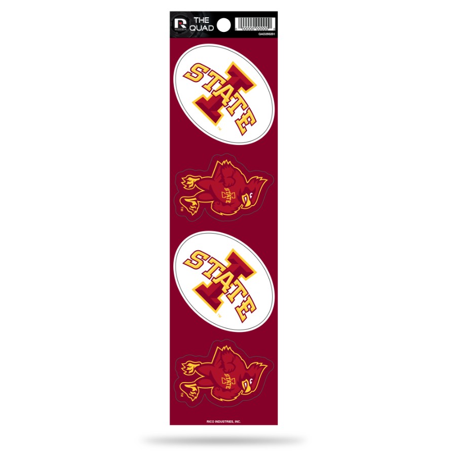 Iowa State University Cyclones - Set Of 4 Quad Sticker Sheet at Sticker ...