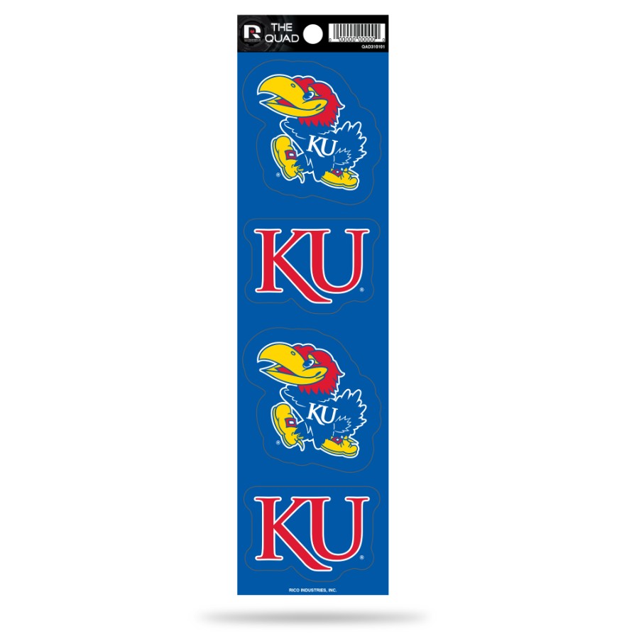 University Of Kansas Jayhawks - Set Of 4 Quad Sticker Sheet at Sticker ...