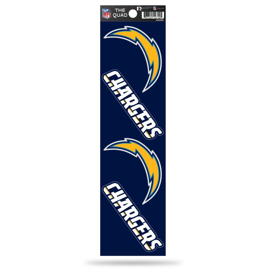 Los Angeles Chargers - Set Of 4 Quad Sticker Sheet at Sticker Shoppe