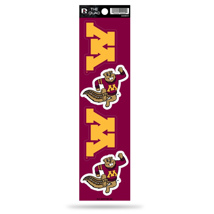 University Of Minnesota Golden Gophers - Set Of 4 Quad Sticker Sheet At 