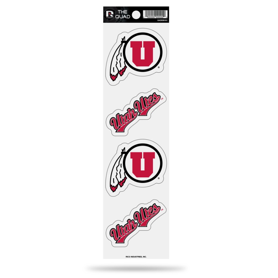 University Of Utah Utes Script Logo - Set Of 4 Quad Sticker Sheet at ...