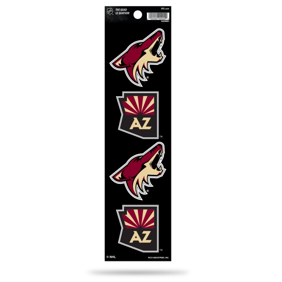 Arizona Coyotes - Set Of 4 Quad Sticker Sheet at Sticker Shoppe