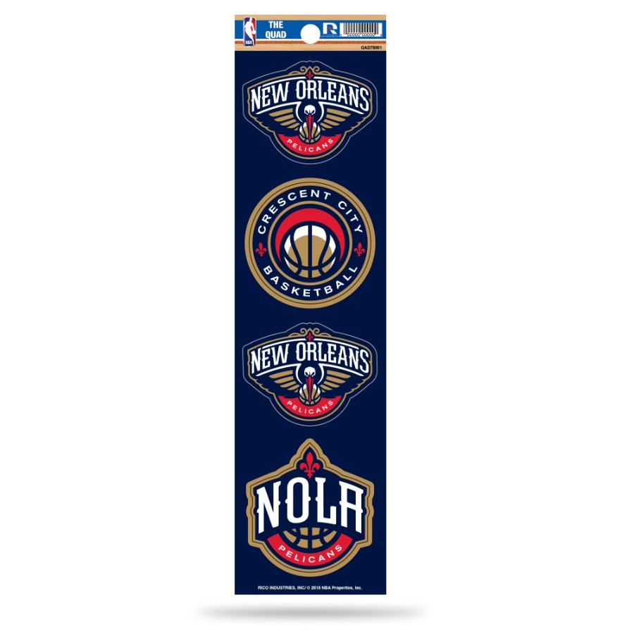 New Orleans Pelicans - Set Of 4 Quad Sticker Sheet at Sticker Shoppe