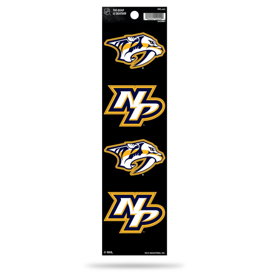 Nashville Predators - Set Of 4 Quad Sticker Sheet At Sticker Shoppe