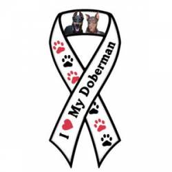 I Love My Doberman - Ribbon Magnet