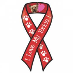 I Love My Yorkie With Heart - Ribbon Magnet