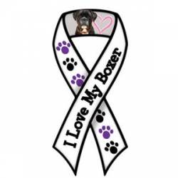 I Love My Boxer With Heart - Ribbon Magnet