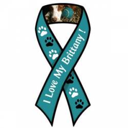 I Love My Brittany - Teal And Black Ribbon Magnet