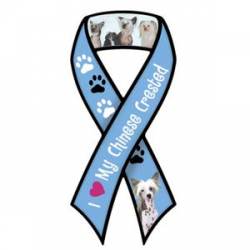 I Love My Chinese Crested With Pawprints - Ribbon Magnet