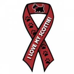 I Love My Scottie - Red Ribbon Magnet