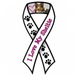 I Love My Sheltie - White Ribbon Magnet