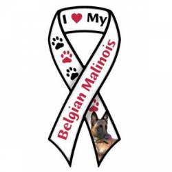 I Love My Belgian Malinois - Ribbon Magnet