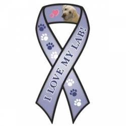 I Love My Yellow Lab With Pawprints - Ribbon Magnet