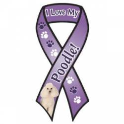 I Love My White Poodle - Ribbon Magnet