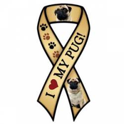 I Love My Pug - Tan Ribbon Magnet