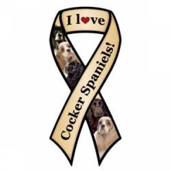 I Love Cocker Spaniels - Ribbon Magnet