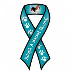 Adopt A Basset Hound - Blue And White Ribbon Magnet