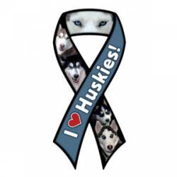 I Love Huskies - Ribbon Magnet