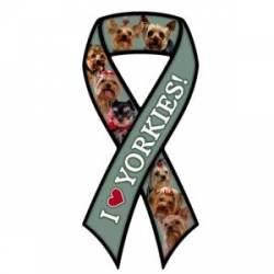 I Love Yorkies - Ribbon Magnet