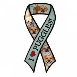 I Love Puggles - Ribbon Magnet