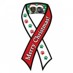 Merry Christmas With Pugs - Ribbon Magnet