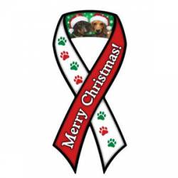 Merry Christmas With Dachshunds - Ribbon Magnet