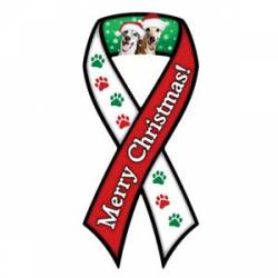 Merry Christmas With Greyhounds - Ribbon Magnet
