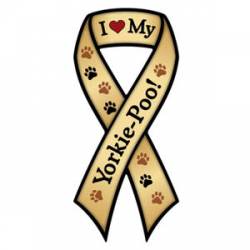 I Love My Yorkie Poo - Ribbon Magnet