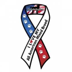I Love My All American Mixed Breed - Ribbon Magnet