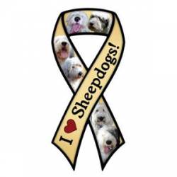 I Love Sheepdogs - Ribbon Magnet