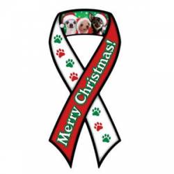 Merry Christmas With Chihuahuas - Ribbon Magnet