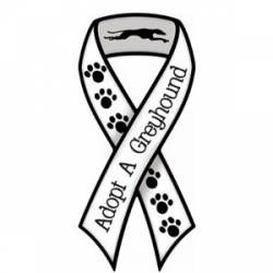 Adopt A Greyhound - White Ribbon Magnet