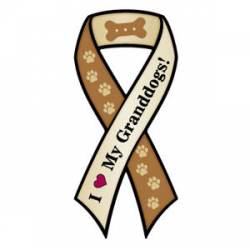 I Love My Granddogs - Tan Ribbon Magnet
