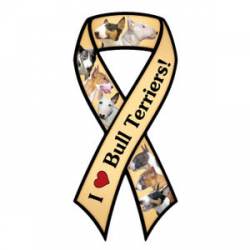 I Love Bull Terriers - Ribbon Magnet