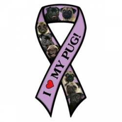 I Love My Pug - Purple Ribbon Magnet