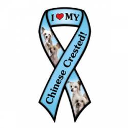 I Love My Chinese Crested - Blue Ribbon Magnet