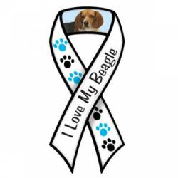 I Love My Beagle With Pawprints - Ribbon Magnet