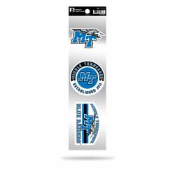 Middle Tennessee State University Blue Raiders Logo - Sheet Of 3 Triple Spirit Stickers
