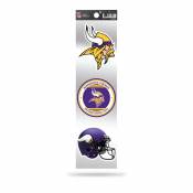 Minnesota Vikings Retro Vintage Logo - Sheet Of 3 Triple Spirit Stickers