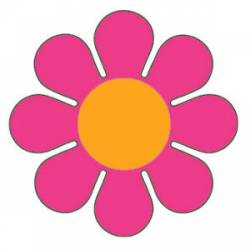 Flowers Daisy - Pink And Orange Vinyl Sticker