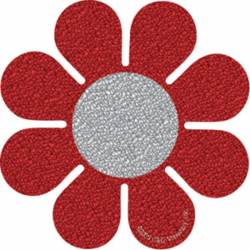 Flowers Daisy - Red And Silver Vinyl Sticker