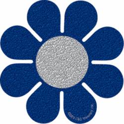 Flowers Daisy - Blue And Silver Vinyl Sticker