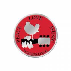 Woodstock Peace Love Music Logo Seal Medium - Foil Metal Sticker