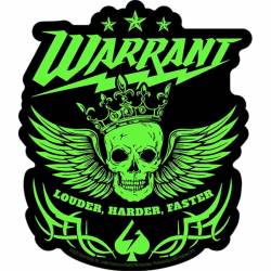 Warrant Louder Harder Faster Green Skull - Vinyl Sticker